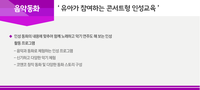 음악동화 유아가 참여하는 콘서트형 인성교육